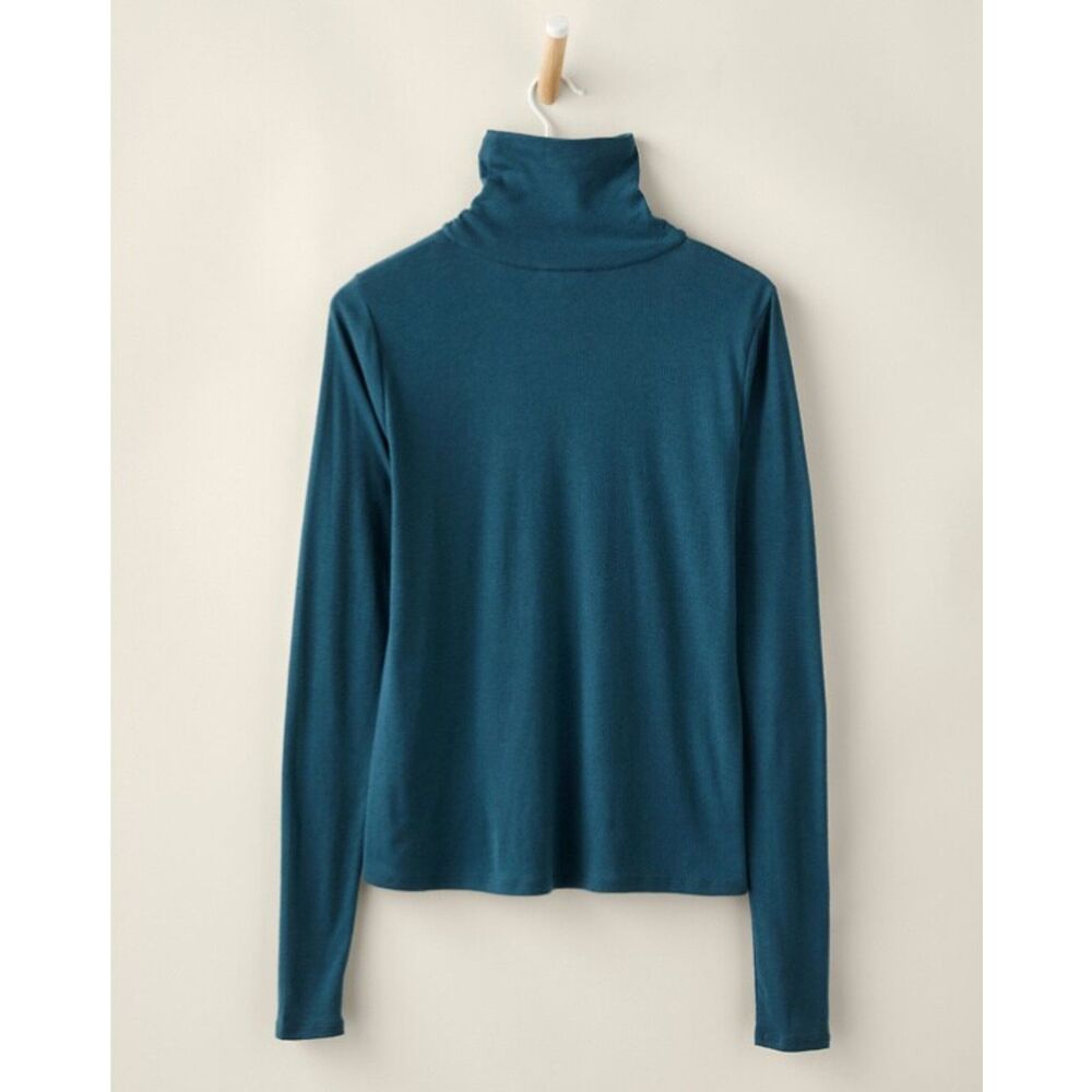 Eileen Fisher Organic Cotton Tencel Jersey Turtleneck Top Womens Large